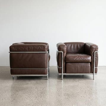 Cassina - Le Corbusier - Fauteuil (2) - LC2 - Leder, Staal -