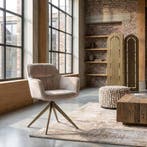 Eetkamerstoel Aline khaki velvet swivel fire retardant, Ophalen of Verzenden, Nieuw