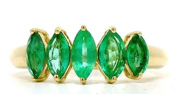 Ring - 14 karaat Geel goud - 1.57ct. tw. Smaragd, Nieuw
