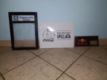 Coca-Cola, redbull - 3 reclameborden Red Bull, Augustiner,, Antiek en Kunst