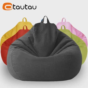 70cm Gevulde Beanbag Sofa van Katoen Linnen - Comfortabele L, Verzenden, Nieuw