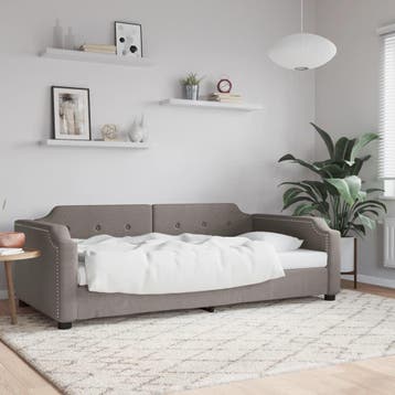 vidaXL Slaapbank 80x200 cm stof taupe, Huis en Inrichting, Eenpersoons, Verzenden, Nieuw, 80 cm