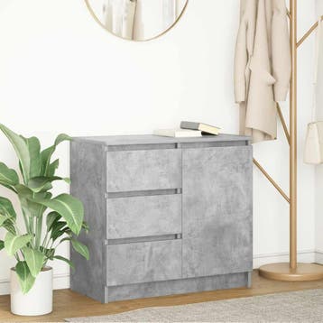 vidaXL Dressoir met lade 71x35x65 cm spaanplaat betongrijs, Verzenden, Nieuw, Overige houtsoorten