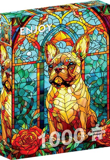 French Bulldog Stained Glass Puzzel (1000 stukjes) | Enjoy, Verzenden, Nieuw