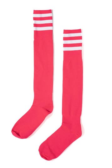 KIMU® Sokken Neon Roze Witte Strepen 36-41 Dames Heren Unise, Kleding | Dames, Ophalen of Verzenden, Nieuw, Carnaval