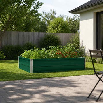 vidaXL Verhoogd Tuinbed Groen 100 x 80 x 24 cm koudgewalst, Minder dan 30 cm, Verzenden, Nieuw, Metaal
