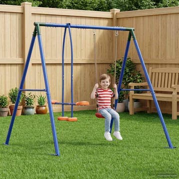 vidaXL Buiten Schommelframe met Glijbaan voor tot 3 kinderen, Verzenden, Nieuw