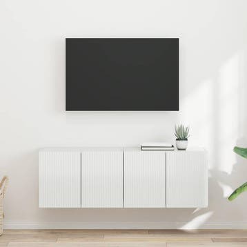 vidaXL TV-wandkast 2 st Hoogglans wit Bewerkt hout, Huis en Inrichting, Minder dan 50 cm, Verzenden, Nieuw, Minder dan 100 cm