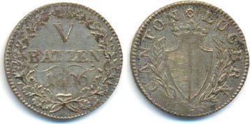 5 Batzen 1806 Luzern Kanton:, Verzenden