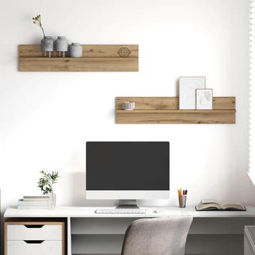 vidaXL Wandplank 2 st Artisan Eiken 80 x 11,5 x 18 cm, Huis en Inrichting, Woonaccessoires | Wandplanken en Boekenplanken, Verzenden