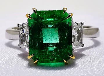 Ring - 18 karaat Witgoud, Geel goud, Colombia F1 2.74ct IGE, Nieuw