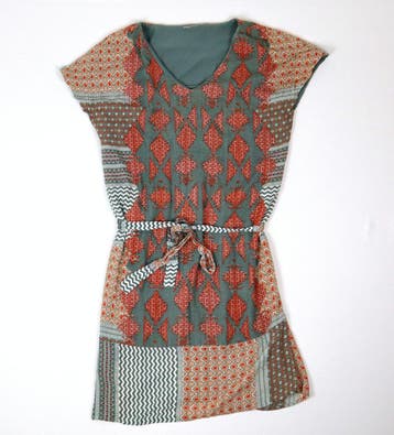 Dames Jurk Groen Oranje Bohemian Print, Kleding | Dames, Verzenden, Nieuw