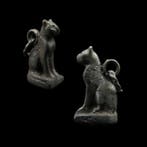 Oud-Egyptisch Zilver amuleet van een kat (Bastet) (1x) - 1.2
