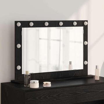 vidaXL Schmink Spiegel Zwart Eiken 80 x 15 x 18 cm, Huis en Inrichting, Woonaccessoires | Spiegels, Verzenden, Nieuw