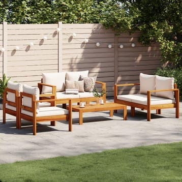 vidaXL 5-delige Loungeset met kussens massief acaciahout, Verzenden, Nieuw, Hout, Loungeset