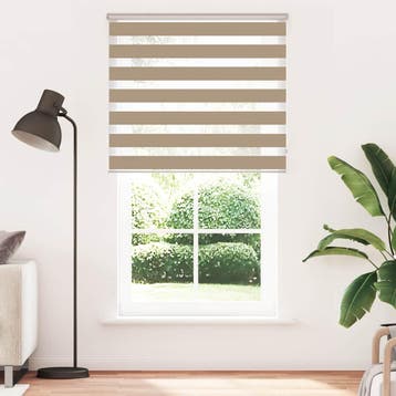 vidaXL Zebra Blind 130x200 cm stofbreedte 125,9 cm polyester, Verzenden, Nieuw, Bruin