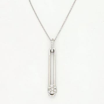 Halsketting - 18 karaat Witgoud Diamant (Natuurlijk), Nieuw