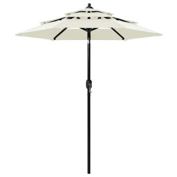 vidaXL Parasol 3-laags met aluminium paal 2 m zandkleurig, Verzenden, Nieuw, 2 tot 3 meter