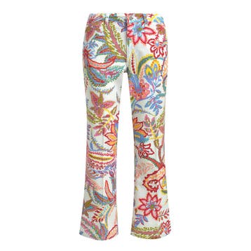 Milano Italy • flared pantalon mozaïek • 36, Verzenden, Wit, Maat 36 (S), Milano Italy