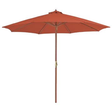 Parasol 300cm Terracotta - Retourdeal | 34% Korting, Ophalen of Verzenden, Zo goed als nieuw, 3 tot 4 meter, Stokparasol