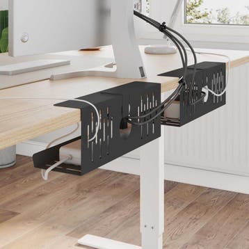 vidaXL Kabelgoot voor onder bureau 2 st Zwart 35 x 12 x 13, Verzenden, Nieuw
