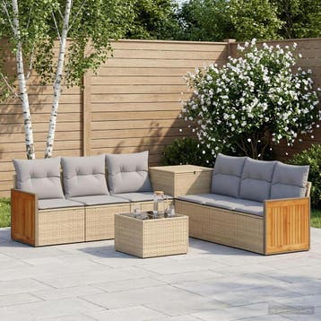 vidaXL Bankstel 8 st Beige en Licht Grijs Poly Rattan en, Verzenden, Nieuw