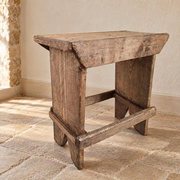 Kruk - Hout - Rustieke kruk, houten bankje met een