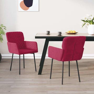 vidaXL Eetkamerstoelen 2 st fluweel wijnrood, Huis en Inrichting, Stoelen, Verzenden, Nieuw, Rood