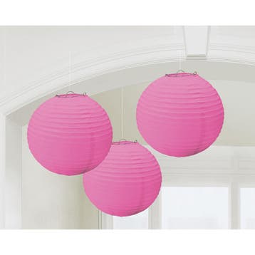 Lampionnen Set Donker Roze - 3 Stuks, Ophalen of Verzenden, Nieuw