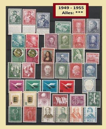Duitsland, Bondsrepubliek 1949/1955 - Selectie potfrisse, Gestempeld