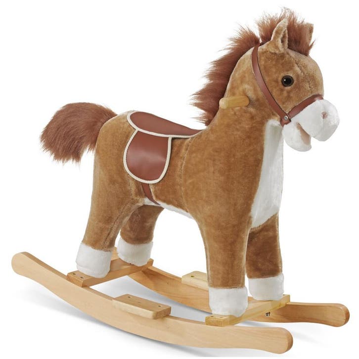 Schommelpaard met pluche, Kinderen en Baby's, Speelgoed | Houten speelgoed, Verzenden