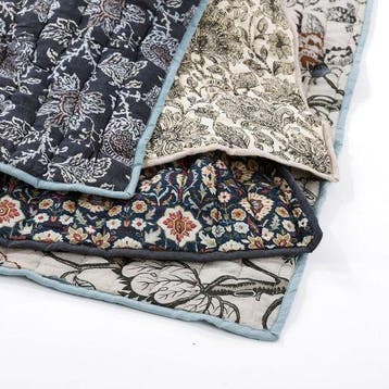 2dekans | Mica Decorations Deken - Bloemenpatroon - 150 x, Ophalen of Verzenden, Zo goed als nieuw, Zwart
