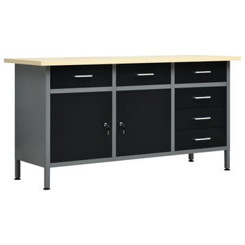 vidaXL Werkbank 160x60x85 cm staal zwart, Verzenden, Nieuw