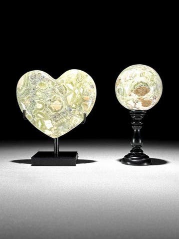 GEEN MINIMUMPRIJS - Prachtig paar onyx- Hartvormig en, Antiek en Kunst, Kunst | Designobjecten