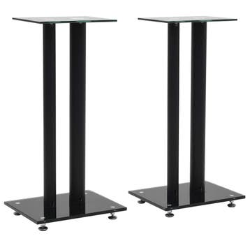 vidaXL Speakerstandaarden zuil-ontwerp gehard glas zwart 2, Muziek en Instrumenten, Standaards, Verzenden, Nieuw