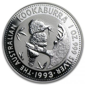 Kookaburra 1 oz 1993 (190.581 oplage), Verzenden, Losse munt, Zilver