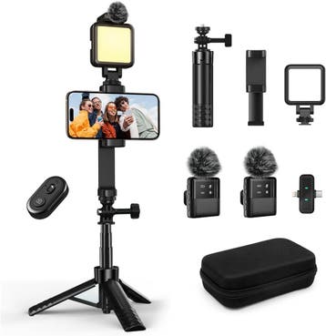 Draadloze Microfoon & Statief | 34% Korting | Nieuwstaat, Ophalen of Verzenden, Zo goed als nieuw, Complete fotostudio