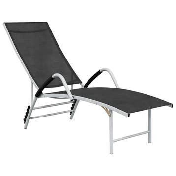 vidaXL Ligbed textileen en aluminium zwart, Verzenden, Nieuw