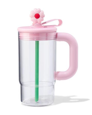 HEMA Drinkfles 720ml met rietje bloem, Verzenden, Nieuw