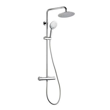 Regendoucheset BWS met Thermostaat Hoofddouche 20 cm, Ophalen of Verzenden, Nieuw, Chroom, Kraan