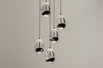 Rietveld Hanglampen - Zwart - Glas, Metaal, Verzenden, Nieuw