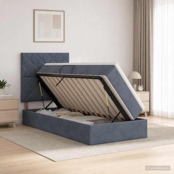 vidaXL Opslag bed met matras Donkergrijs 100 x 200 cm, Verzenden, Nieuw, Stof