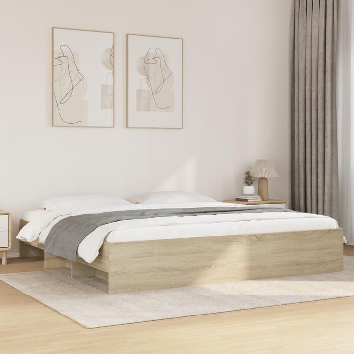 vidaXL Bedframe zonder matras hout sonoma eikenkleurig, Huis en Inrichting, Slaapkamer | Bedden, 80 cm, 200 cm, Bruin, Eenpersoons