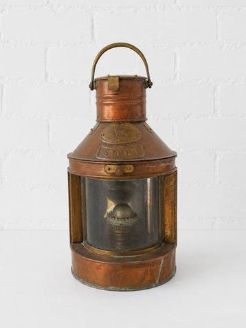Scheepslamp - Stern maritieme lamp, oud, roodkoper - Koper