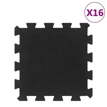 vidaXL Rubbertegels 16 st 16 mm 30x30 cm zwart, Sport en Fitness, Fitnessmaterialen, Verzenden, Nieuw