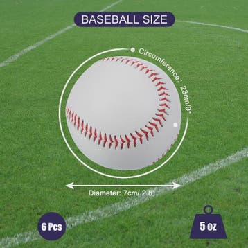 Set van 6 Harde Baseballs - Standaard Maat, Leer, Oefen & Tr, Verzenden, Nieuw