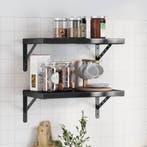 vidaXL Wandschappen 2 st 50x30 cm roestvrijstaal zwart, Verzenden, Nieuw