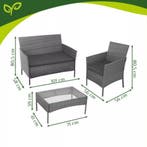 Gardlov Donkergrijze rattan tuinmeubelset met tweezitsban..., Ophalen of Verzenden, Nieuw
