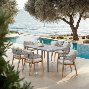 Tuinstoel Manacor, ropedesign - greige, Set van 4, Verzenden, Nieuw