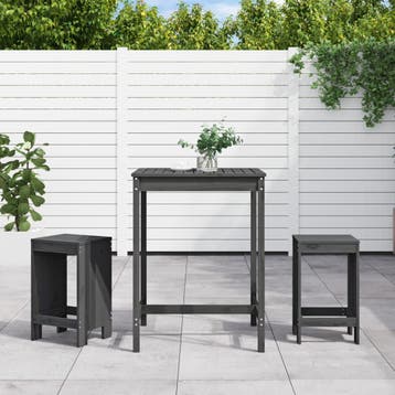 vidaXL 3-delige Tuinbarset massief grenenhout grijs, Verzenden, Nieuw, 3 zitplaatsen